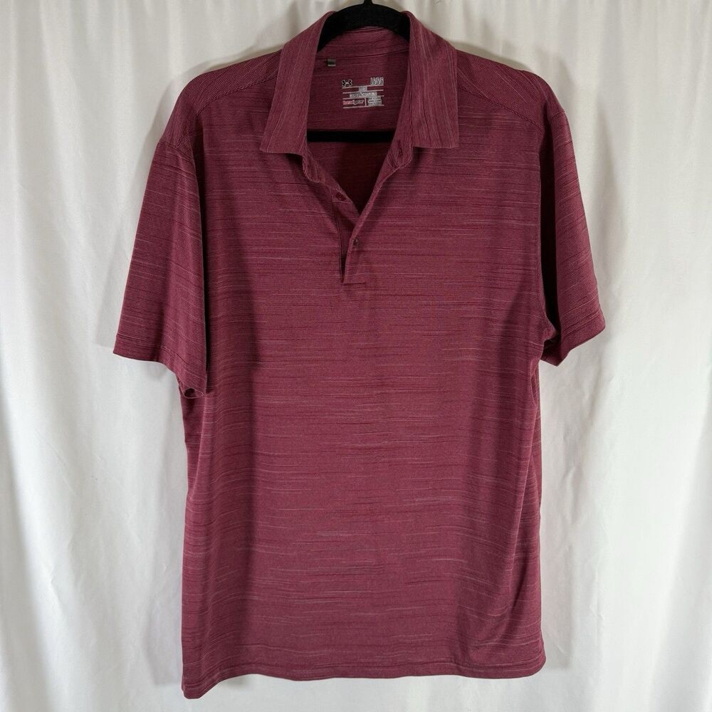 Under Armour Polo Men's Large Red Short Sleeve Collared Golf Activewear Casual